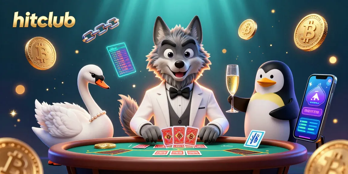 Win big at hitclub with an immersive 3D casino scene featuring animal characters.