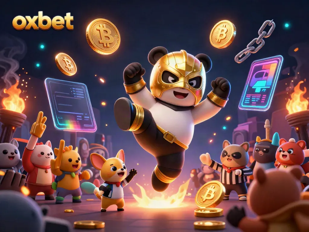 Experience the thrill of oxbet with colorful characters and vibrant casino elements in a dynamic scene.